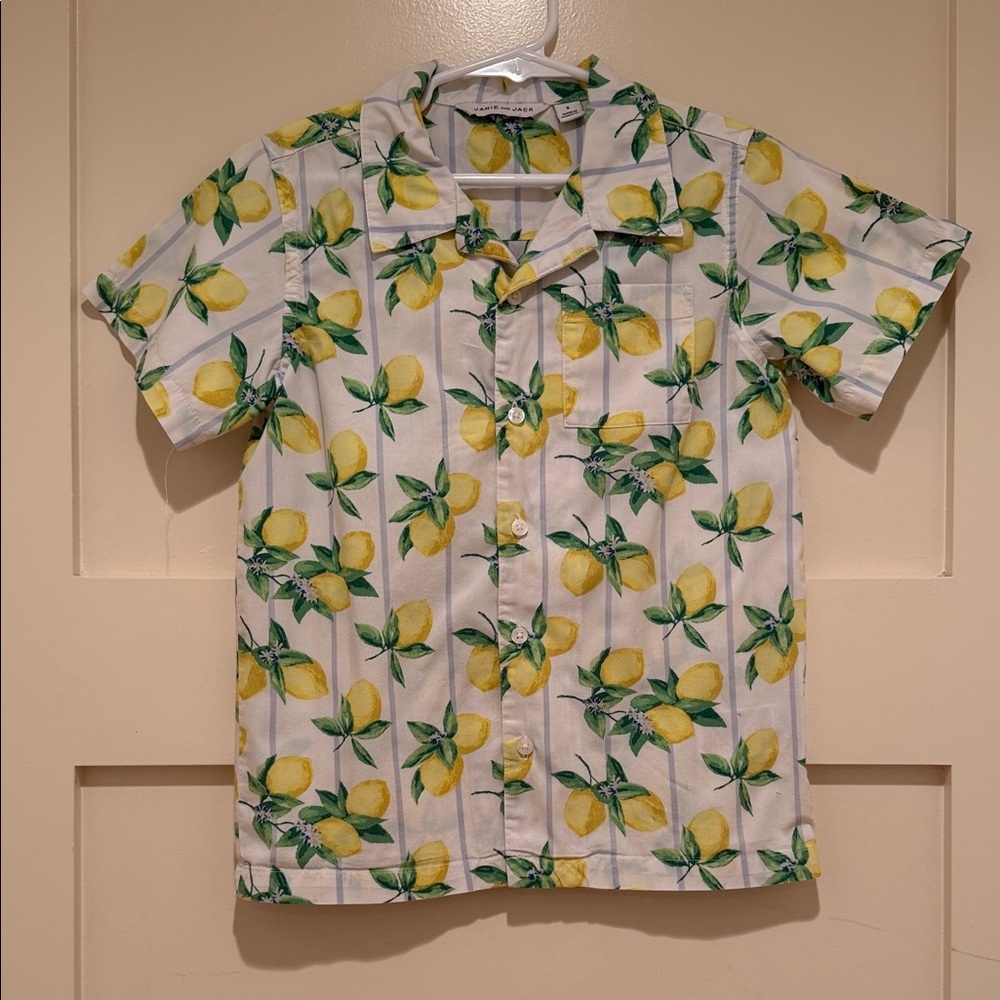 Janie and Jack Boys Size 6 Lemon Print Button Down Shirt Resort Easter Spring - Picture 5 of 8